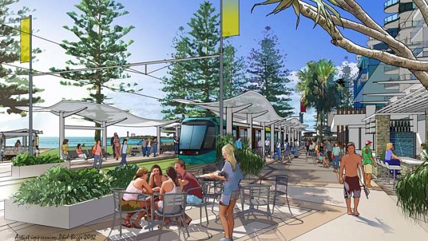 An artist's impression of light rail on the Sunshine Coast.