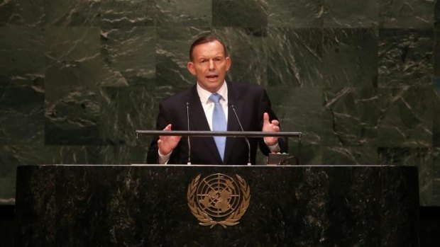 The Prime Minister addressing the United Nations General Assembly in New York.