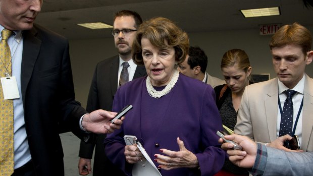 In the spotlight: Senate intelligence committee chairwoman Senator Dianne Feinstein is questioned about the upcoming release of the CIA's torture program.