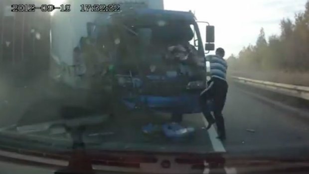 There are dozens of videos online of serious road incidents in Russia shot with dashboard cameras.