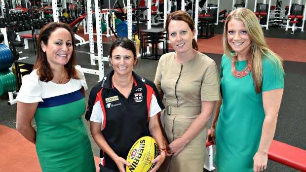Saintly women: Chief commercial officer Christine Finnegan, assistant coach Peta Searle, community manager Lisa Laing and Emmeline McIllree, general manager of performance, people and customers, will take part in the program.