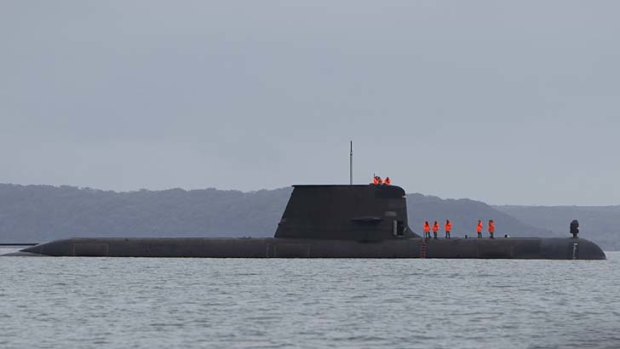 Collins-class submarine HMAS Dechaineux sails into Jervis Bay last year.