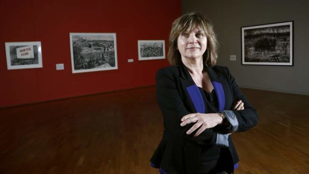 Senior curator Jane Kinsman in the William Kentridge: Drawn from Africa exhibition at the National Gallery of Australia.