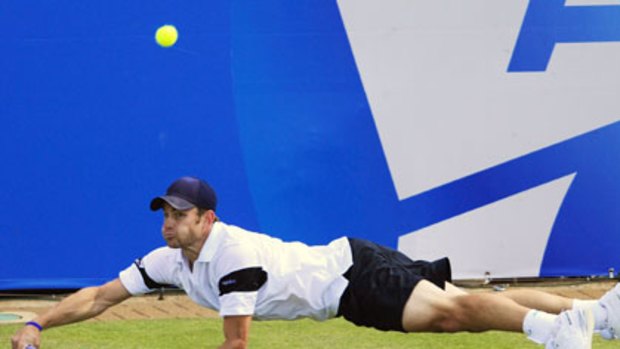 Andy Roddick during his win over Lleyton Hewitt at Queens