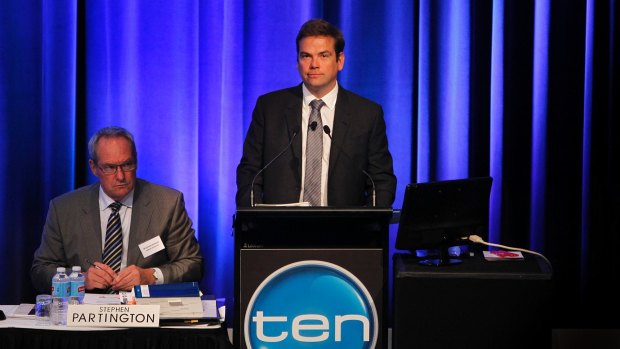Lachlan Murdoch at the 2013 Ten annual meeting when he was chairman. Those were the days! 