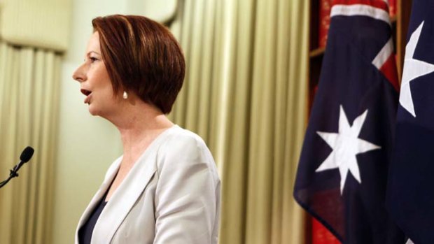 Australia's embattled Prime Minister Julia Gillard speaks during a press conference.