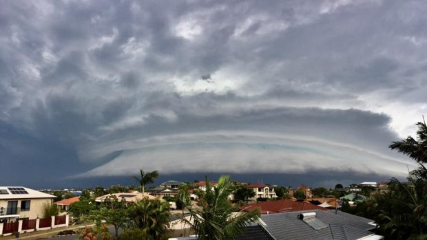 Queensland storm: The super cell storm looms over Sinnamon Parkl.
