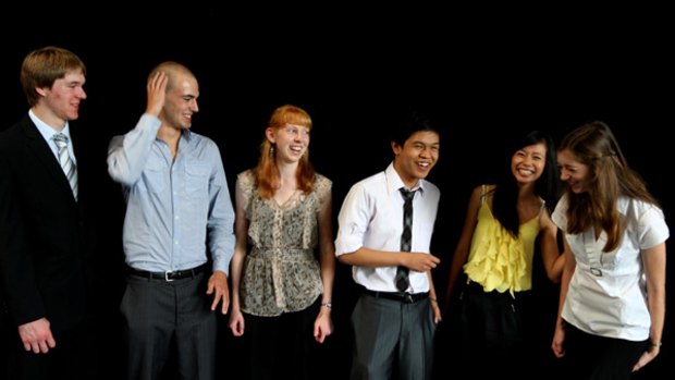 The 2009 HSC First in Course awards at Technology Park Redfern....Leading Students Benjamin Lenane, Lawrence Wallis, Alyssa Jemmeson, Bryant Apolonio, Jacqueline Van Lai and Annabel Kerr.