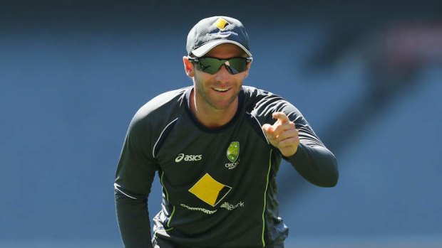 Phillip Hughes at an MCG training session yesterday.