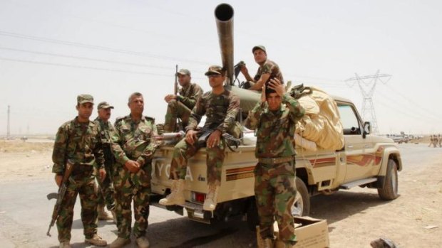 Members of the Peshmerga on the outskirts of Kirkuk.