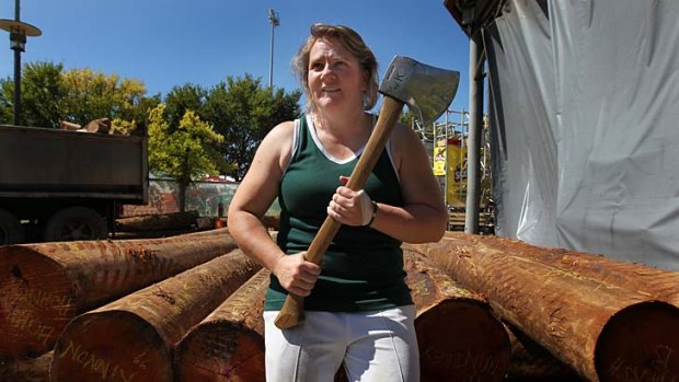 Gripping stuff: Amanda Beams, captain of the women's woodchopping team.