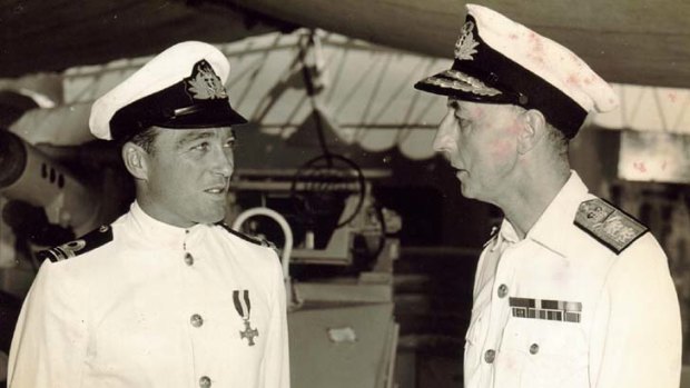 Judgment: Gus Murray (left) with the commander-in-chief of the Far East Fleet, Admiral Sir Frank Twiss.
