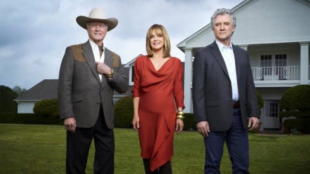 Stars of the revived soap opera: the late Larry Hagman, Linda Gray and Patrick Duffy.