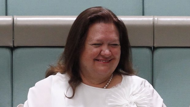 Gina Rinehart at the maiden speech of Barnaby Joyce at Parliament House in 2013.
