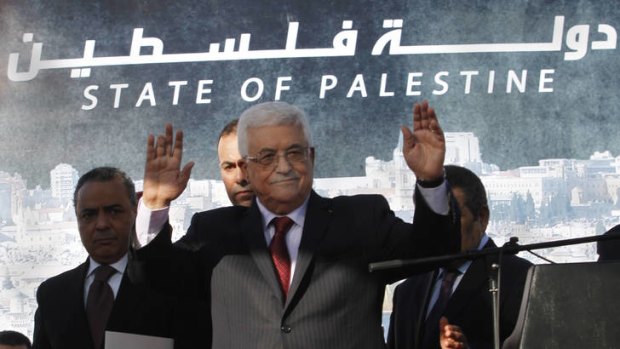 ''We have become a state'' &#8230; Mahmoud Abbas addresses supporters.