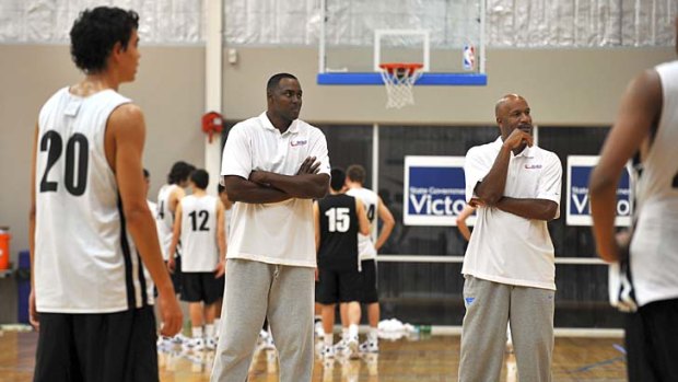 Star power: Former Chicago Bulls players Horace Grant (left) and Ron Harper at the NBA Dandenong camp.