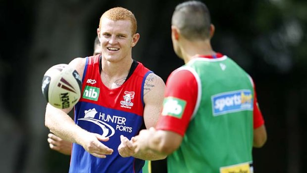 Alex McKinnon at training with the Knights last month.