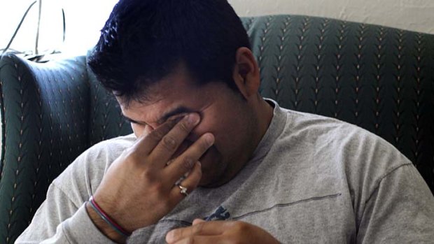 Upset: Erick Munoz describes the night he found his wife unconscious at their home.