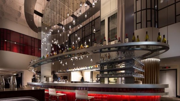 Open for business: The bar at the Commons Club in the new Virgin Hotel in Chicago.