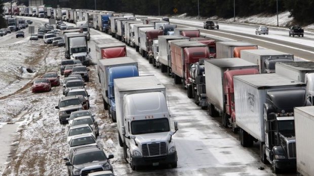 Traffic at a standstill in Birmingham, Alabama after a winter storm that was wider and more severe than many officials expected.
