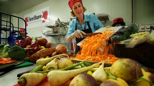 Chop,chop: FareShare kitchen volunteer Jane Simon.