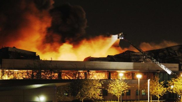 Sony blaze .... fire destroys a warehouse in north London.