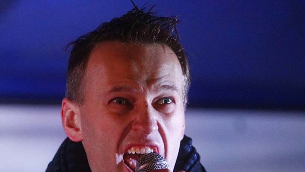 Face of a protest ... Russian political and social activist Alexei Navalny.