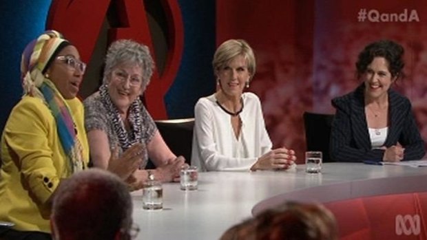 The all-women panel on Q&A including Germain Greer (second from left) and Julie Bishop (third from left)