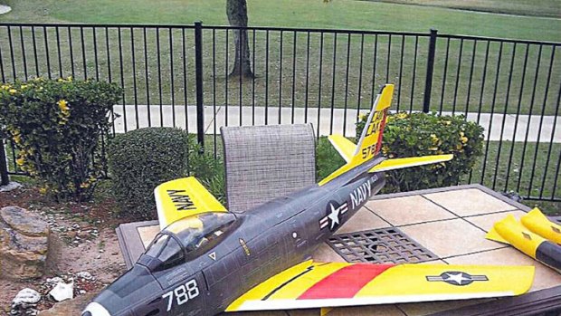 A remote controlled model of the US Navy's 1950s Sabre jet fighter that Rezwan Ferdaus allegedly planned to pack full of explosives.