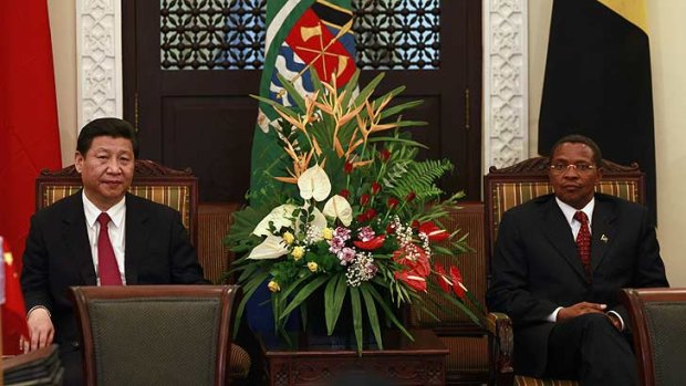 Talks on bilateral issues ... China's President Xi Jinping (left) and his Tanzanian counterpart Jakaya Kikwete in Dar es Salaam.