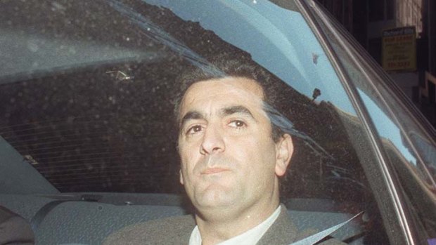 Bill Bayeh ... leaving the Wood Royal Commission after his arrest for supplying drugs.
