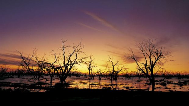 Rich hues illuminate the dusk sky in the Menindee Lakes district.