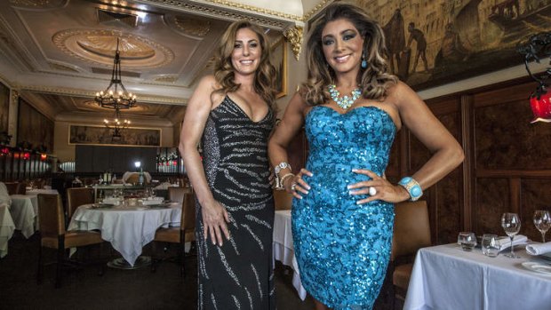 Va-va-voom: Real Housewives of Melbourne Andrea Moss and Gina Liano adorn Grossi Florentino's Mural Room.