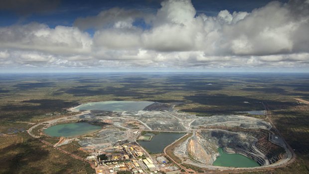 The big wet ... flooded mine pits at the Ranger uranium mine in Kakadu National Park have hit production by 65 per cent.