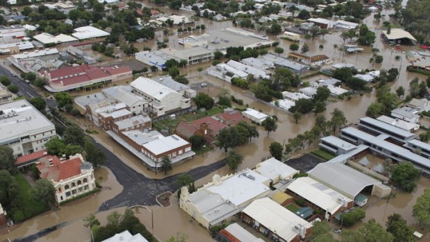 Floodwater encroaches on the northern NSW town of Moree after days of heavy rain in the region.