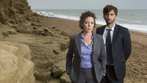 Olivia Colman and David Tennant in <i>Broadchurch</i>.