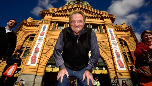 Tales to tell: Former newsboy Angelo Diiorio at his old stomping ground under the Flinders Street Station clocks.