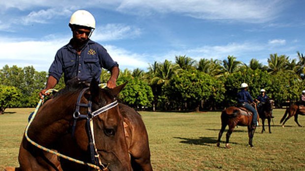 Queenslander Alward Foster turns his stock horse as part of horsemanship training at Tipperary Station in the Northern Territory.