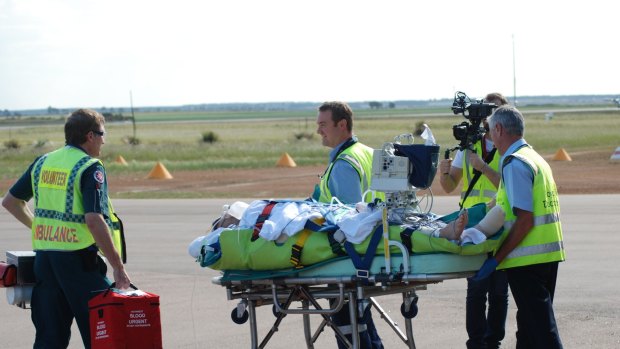 A man attacked by a great white shark is flown to Perth. 
