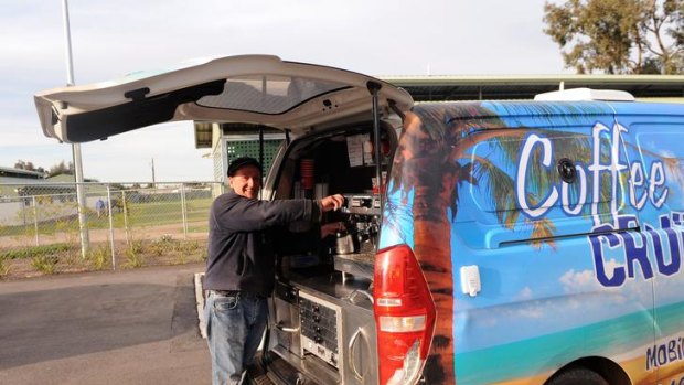 David Kinnear with his mobile coffee business.