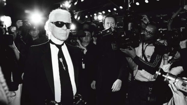 "Expect the unexpected" … Karl Lagerfeld at a Dom Perignon launch in Paris, 1993.