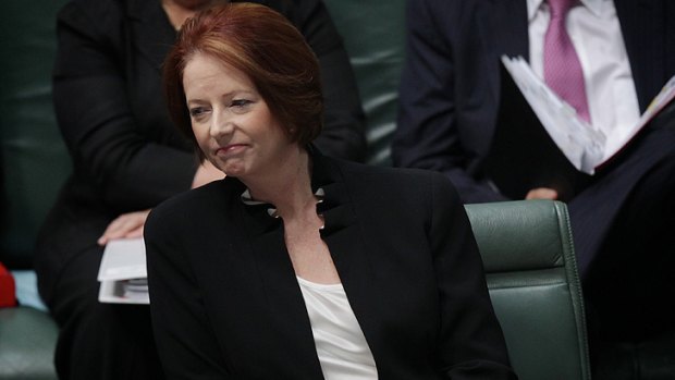 'Beaten up' .... Julia Gillard in Parliament yesterday.