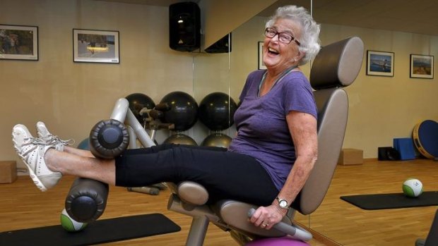 Staying fit ... 80-year-old Marianne Blomberg works out at a gym in Stockholm. Sweden ranked second behind Norway as having the highest level of well-being for older people. 