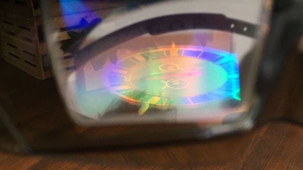 A glimpse through the Hololens eyepiece.