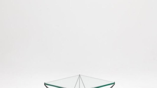 Clement Meadmore glass and steel coffee table.