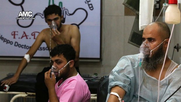 Medical workers in Aleppo say the opposition-controlled neighborhood was struck with chlorine gas on Tuesday. They treated at least 70 people for breathing difficulties. 