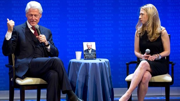 Famous father ... Bill Clinton was interviewed by his daughter Chelsea about his latest book, Back to Work, in November.