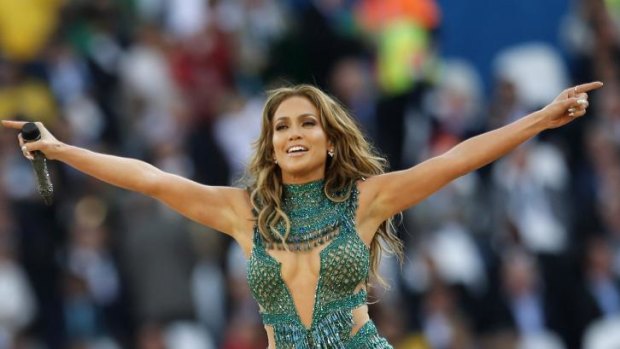 Pop singer singer Jennifer Lopez performs at the 2014 World Cup opening ceremony.