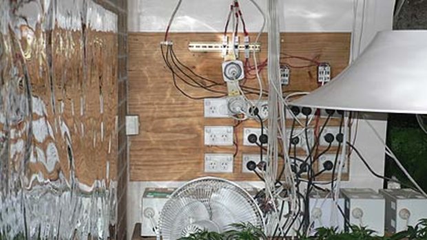 Hot wired ... a NSW police image of one of the suburban hydroponic labs.