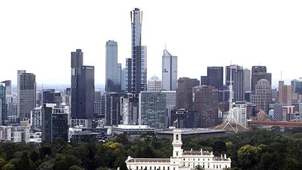 Melbourne city skyline.